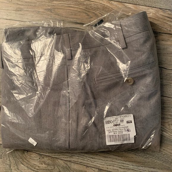 NWT LANDS' END NO IRON TWILL TAILORED PLAIN FRONT PANTS PEWTER HEATHER 34 & 37 - Picture 8 of 15